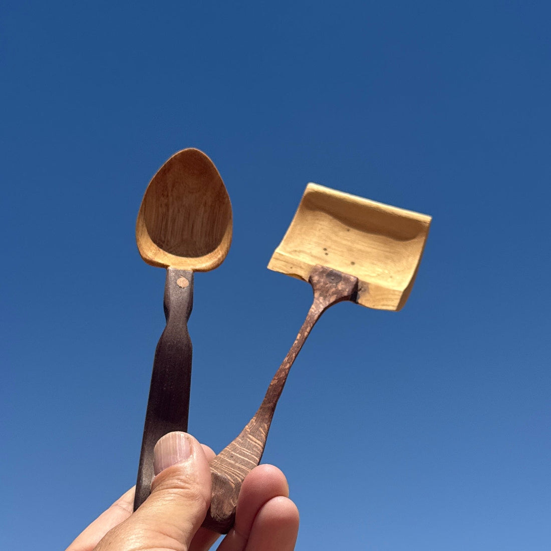 Artist-Made Carved Wood Shovel & Spoon - Monte Visión