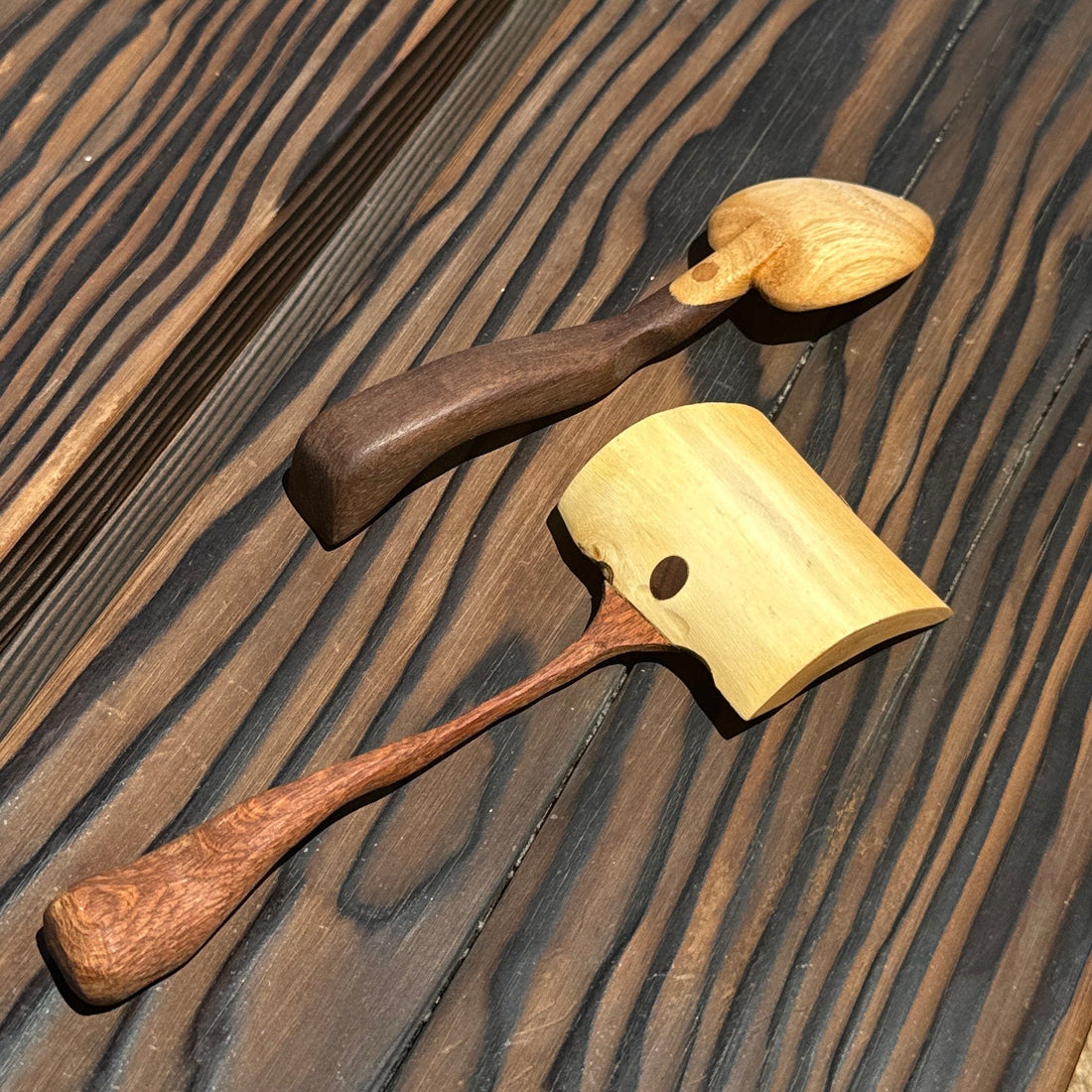 Artist-Made Carved Wood Shovel & Spoon - Monte Visión