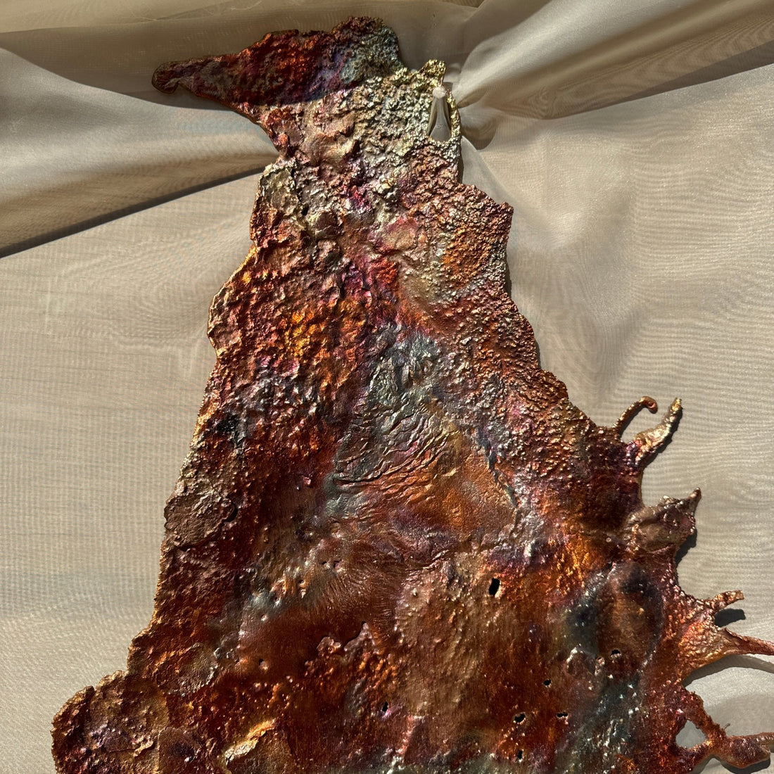 Artist-Made Patina Copper Oversized Art Slab - Monte Visión