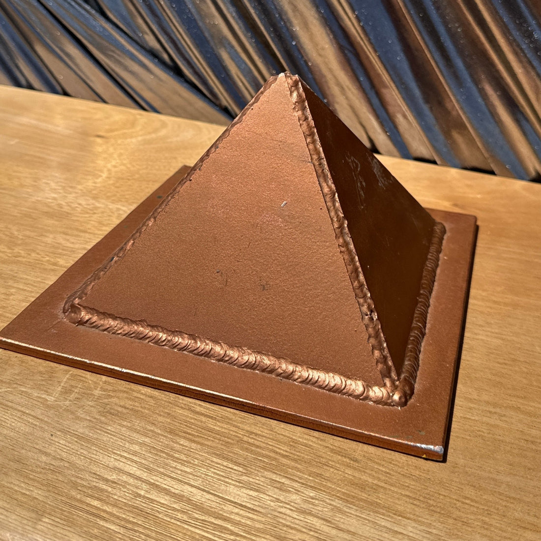 Artist-Made Welded Copper Pyramid Coin Bank - Monte Visión