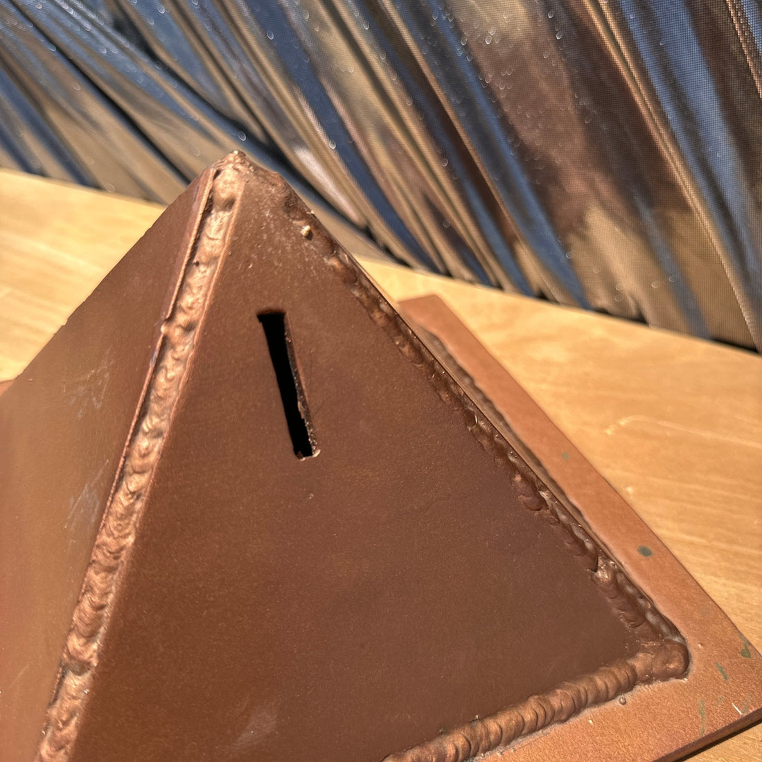 Artist-Made Welded Copper Pyramid Coin Bank - Monte Visión