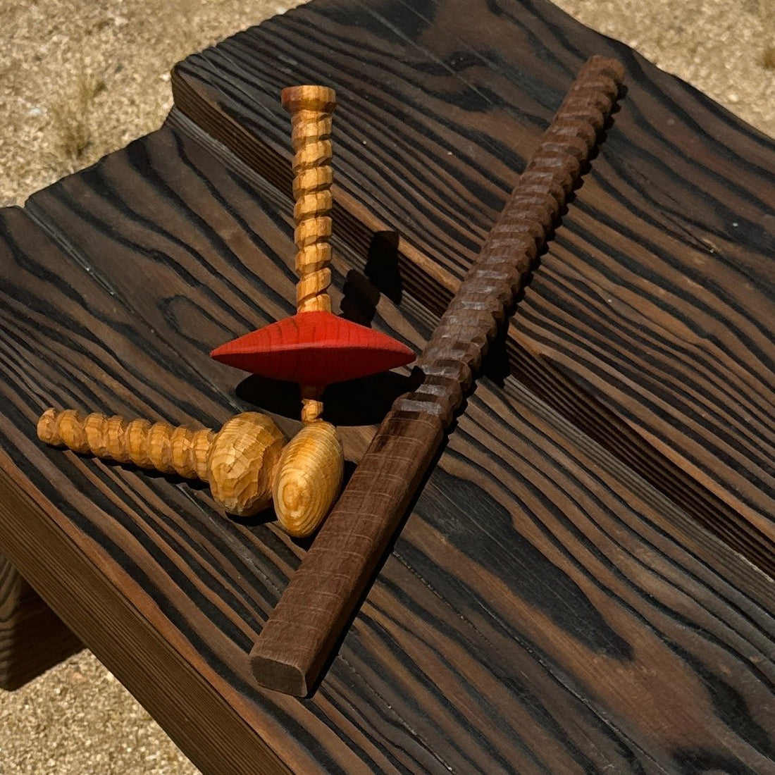 Collection Of Artist-Made Carved Wood Spiral Corkscrew Objects - Monte Visión