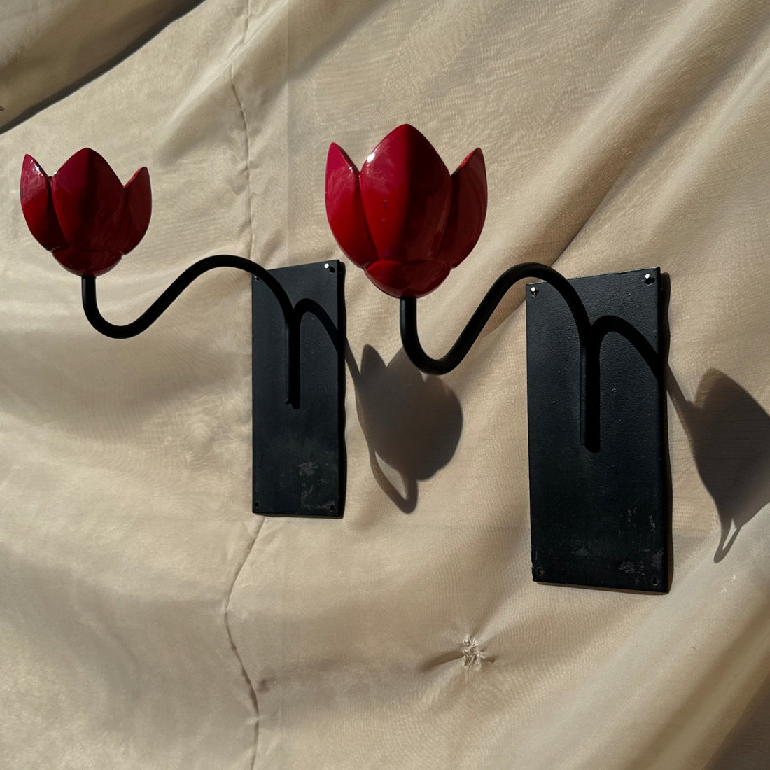 Postmodern Red Tulip Wall-Mounted Candle Sconces- A Pair - Monte Visión