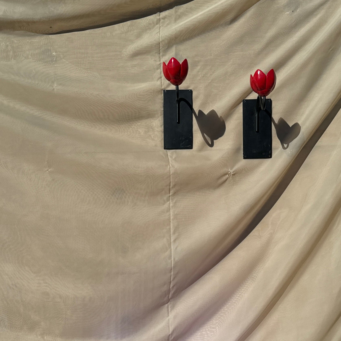 Postmodern Red Tulip Wall-Mounted Candle Sconces- A Pair - Monte Visión