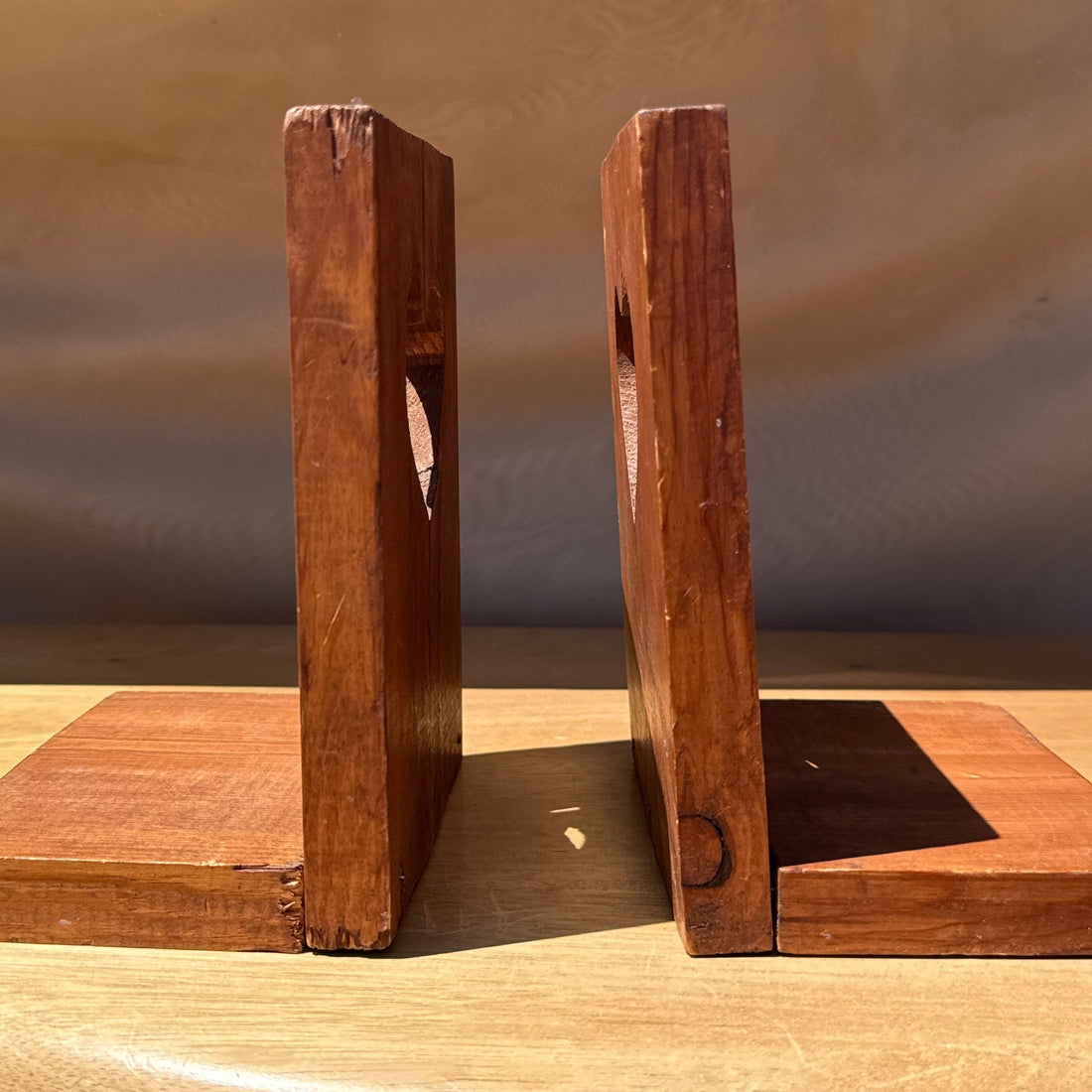 Primitive Carved Heart Book Ends - Monte Visión