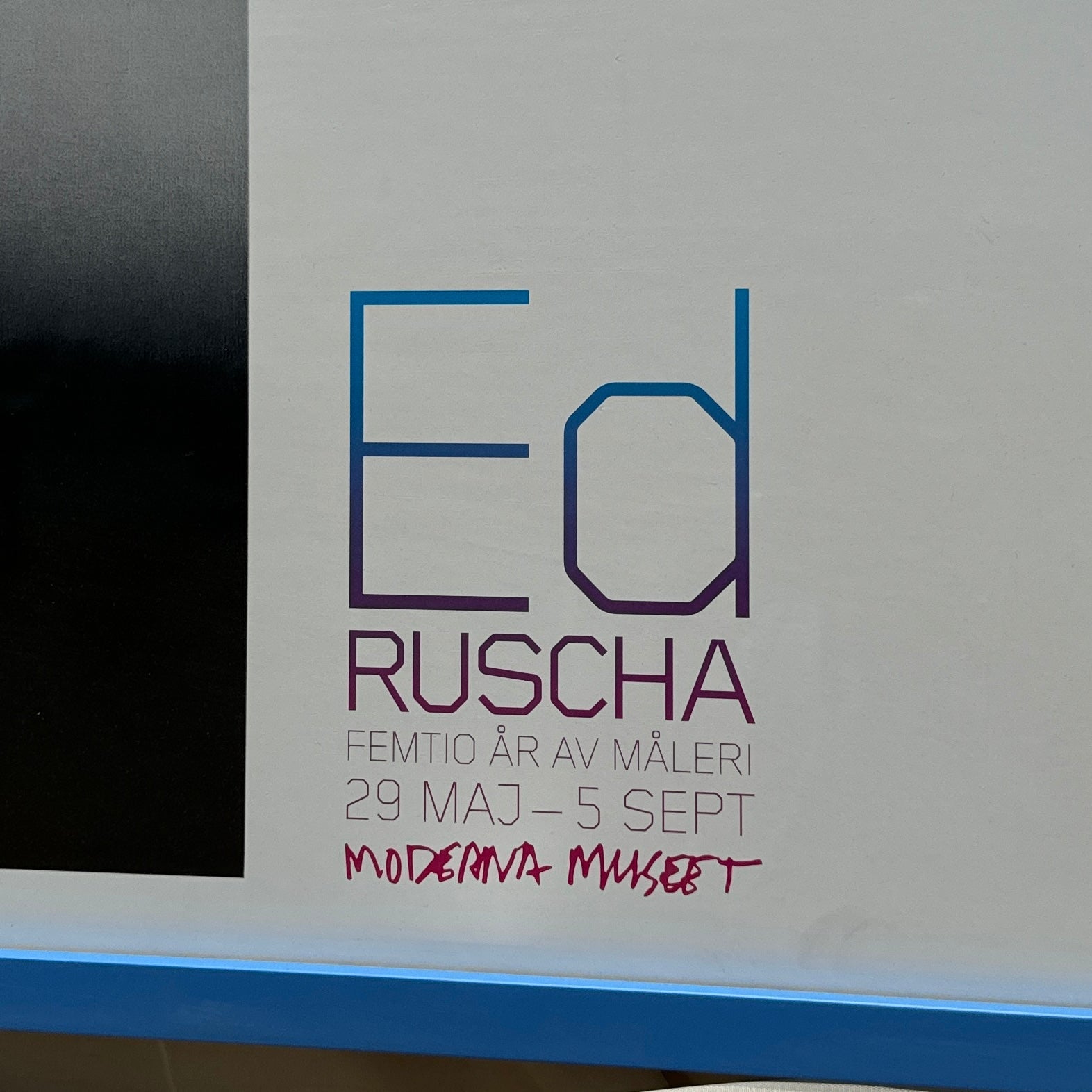 Vintage Framed Ed Ruscha Sweden Moderna Museet Exhibition Poster