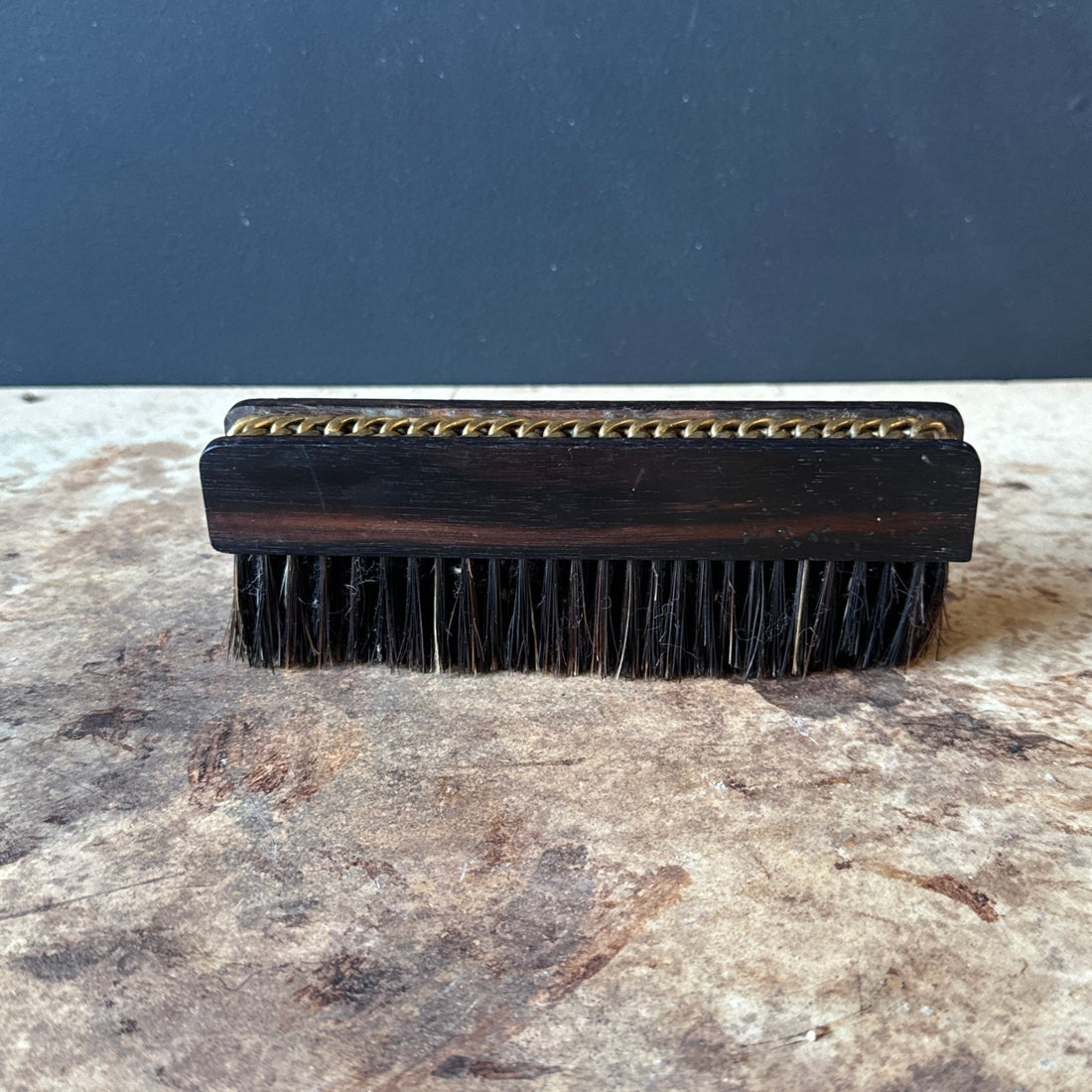 1930's Ebony Wood & Brass Chain Hermes Lint Brush - Monte Visión