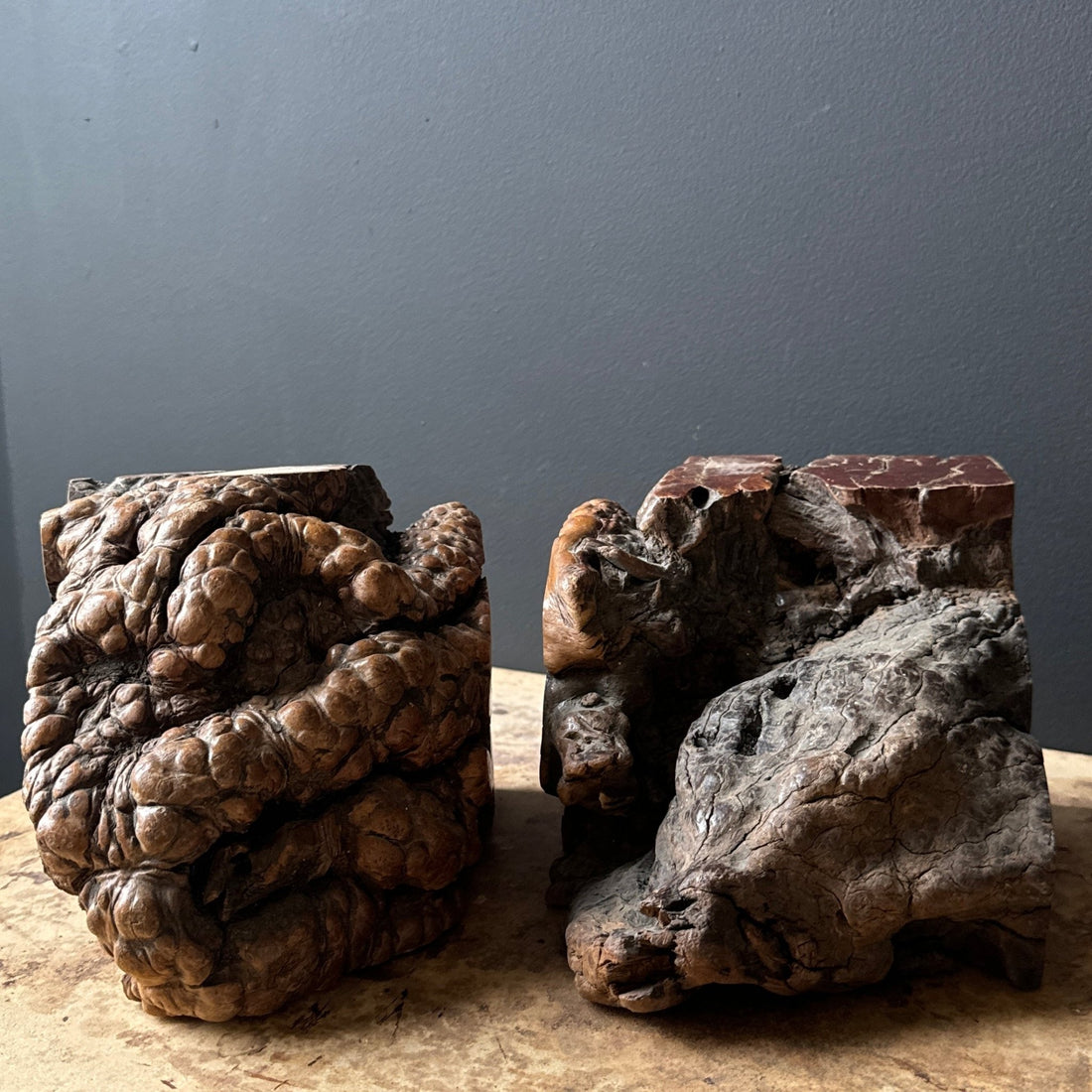 1960's Chunky Burl Bookends - Monte Visión