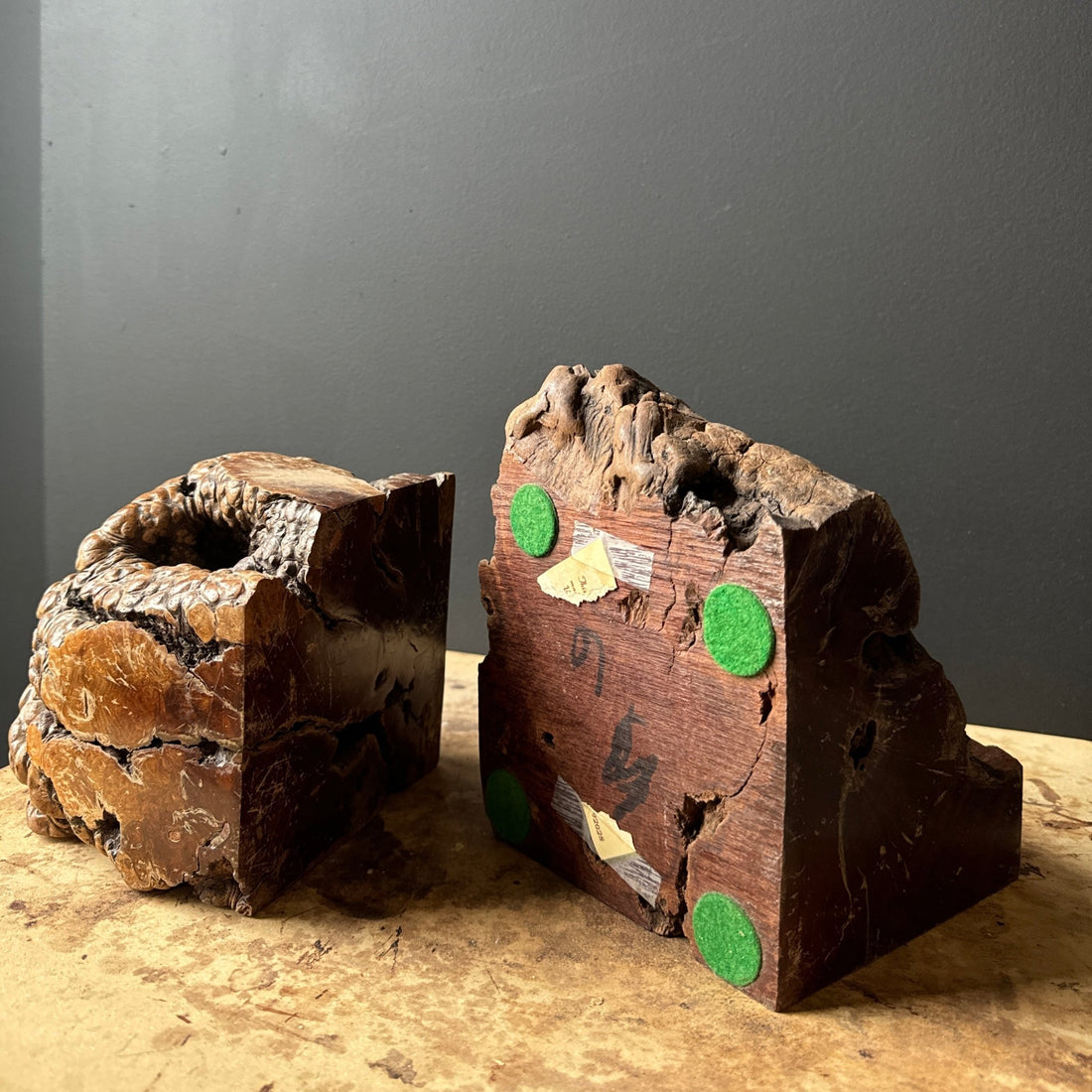 1960's Chunky Burl Bookends - Monte Visión