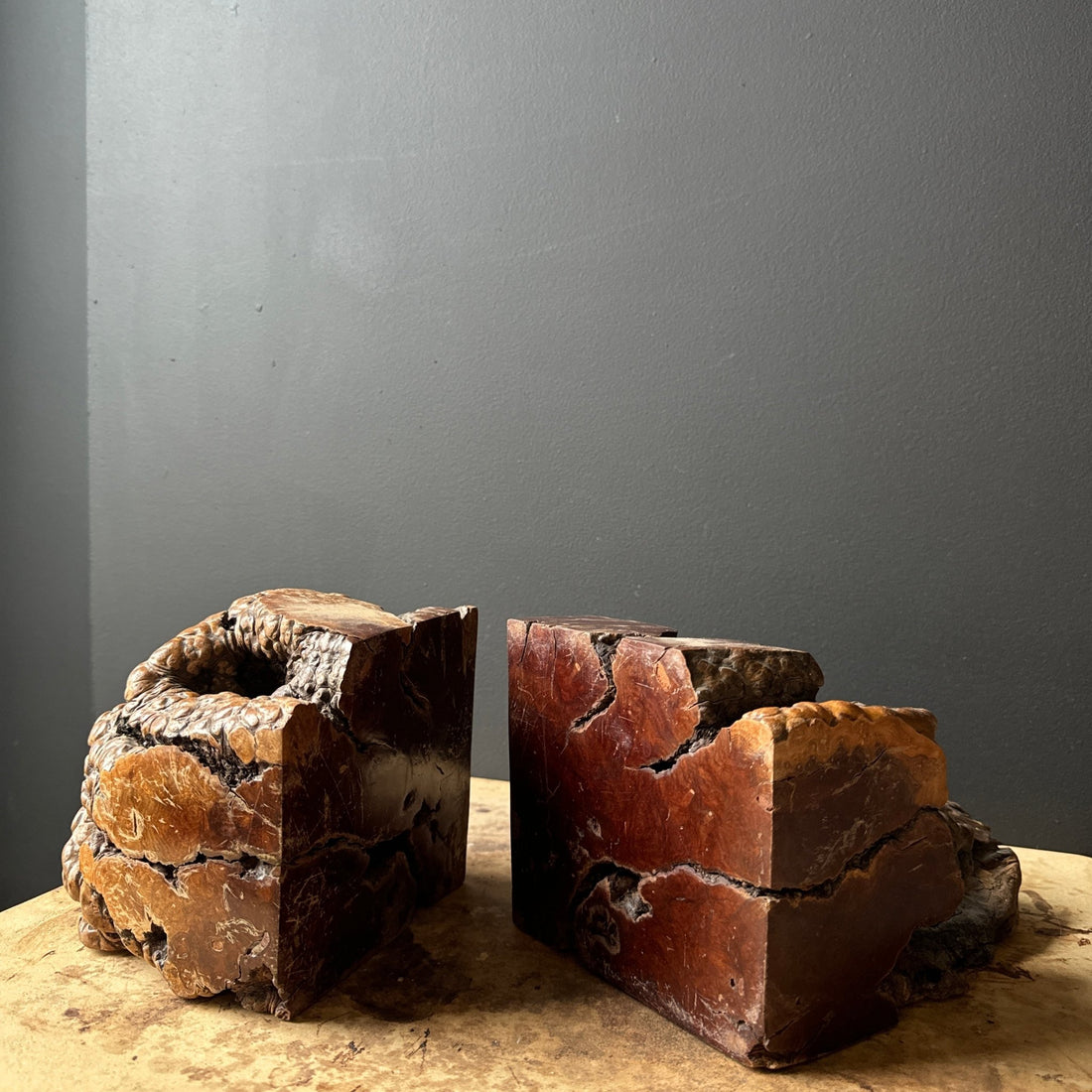 1960's Chunky Burl Bookends - Monte Visión