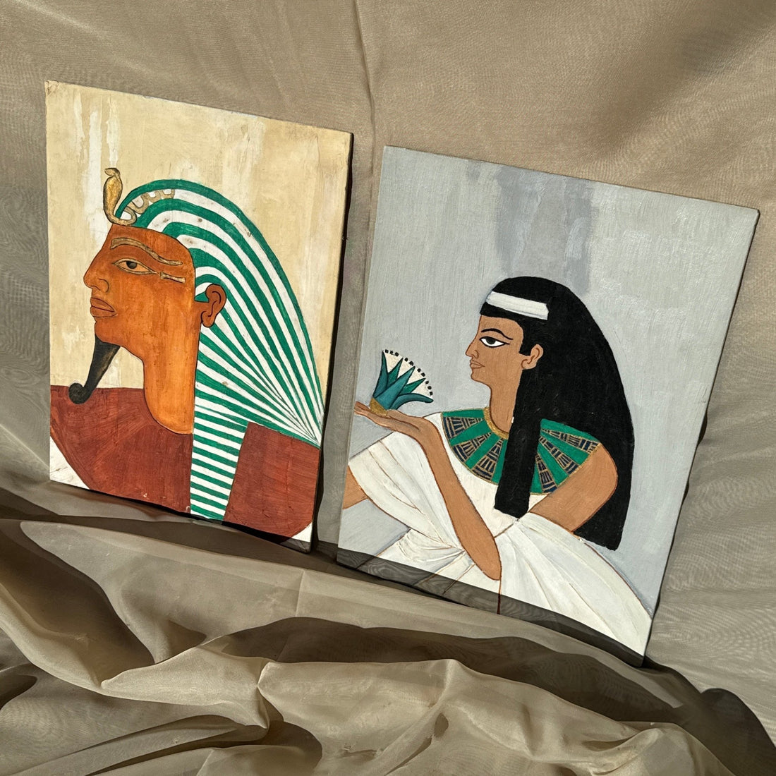 1980's Egyptian Revival Paintings- Set of 2 - Monte Visión