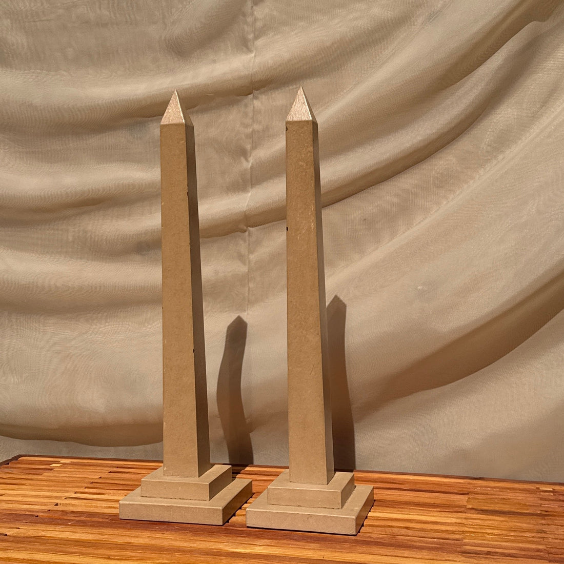 1980's Hand-Carved Artist-Made Wood Obelisks- Set of 2 - Monte Visión