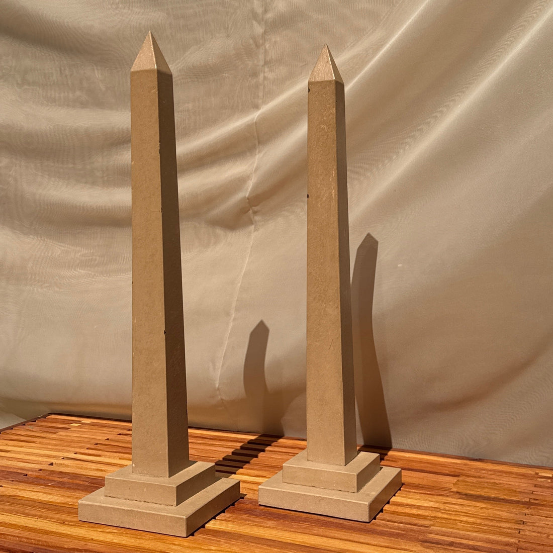 1980's Hand-Carved Artist-Made Wood Obelisks- Set of 2 - Monte Visión