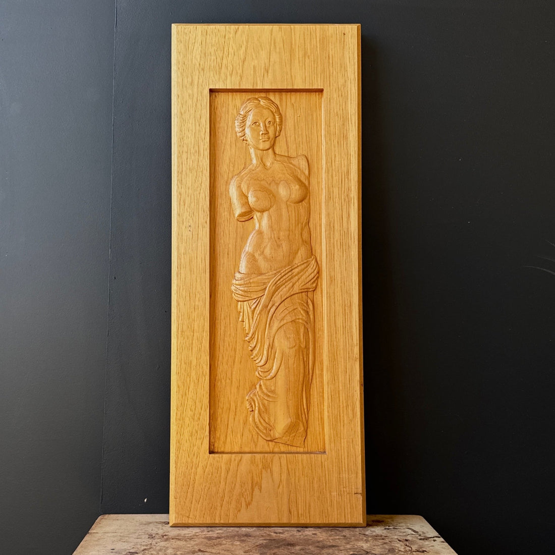 1980's Laser-Cut 3D Oak Wood Venus De Milo Art Panel - Monte Visión