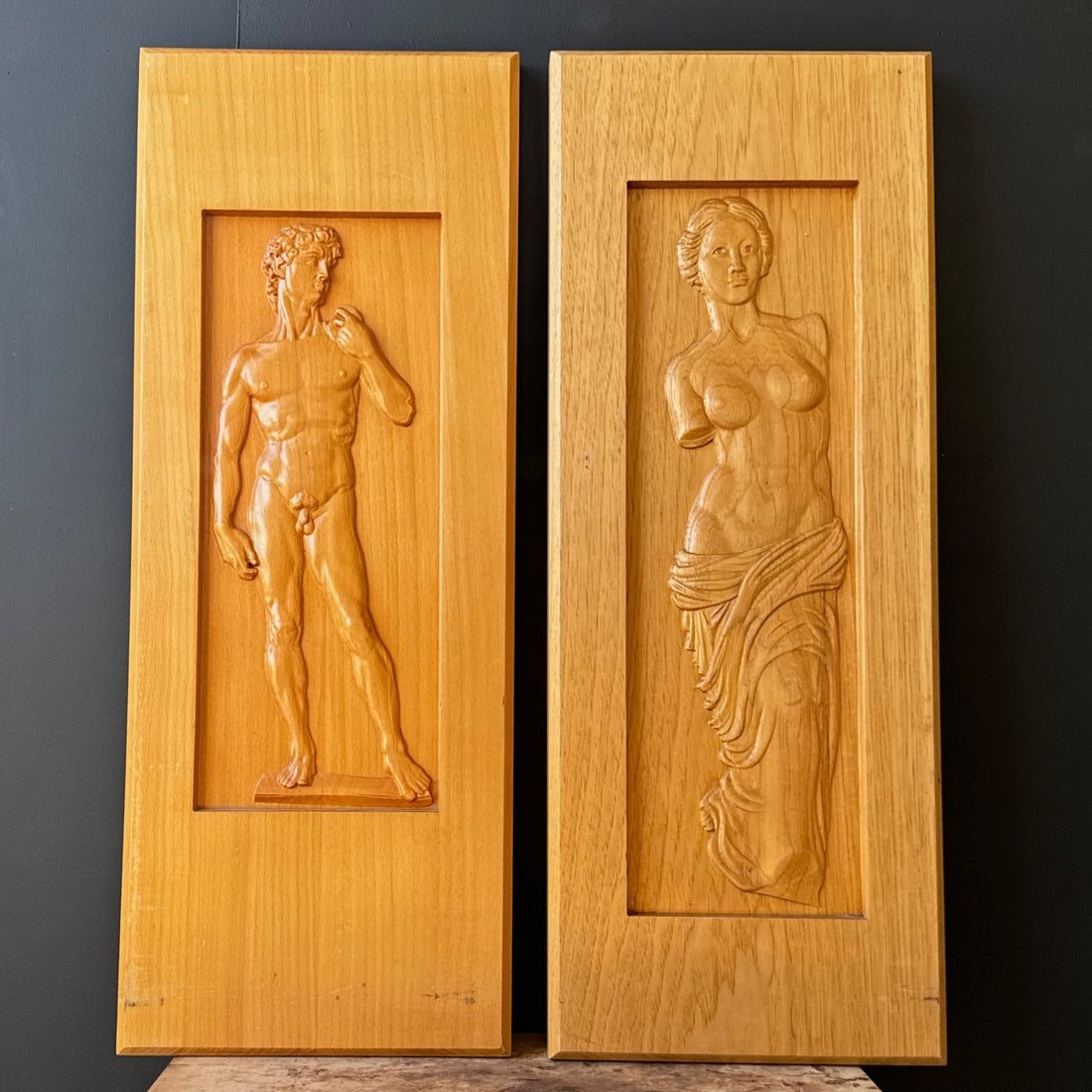 1980's Laser-Cut 3D Oak Wood Venus De Milo Art Panel - Monte Visión