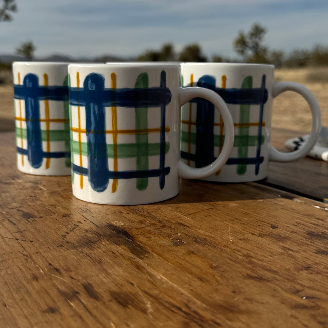 1980's Plaid Print Mugs- Set of 4 - Monte Visión