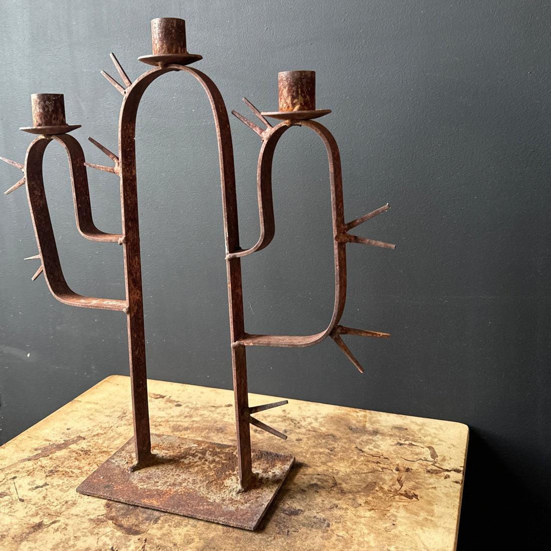 1980's Rusty Cactus Candelabra - Monte Visión