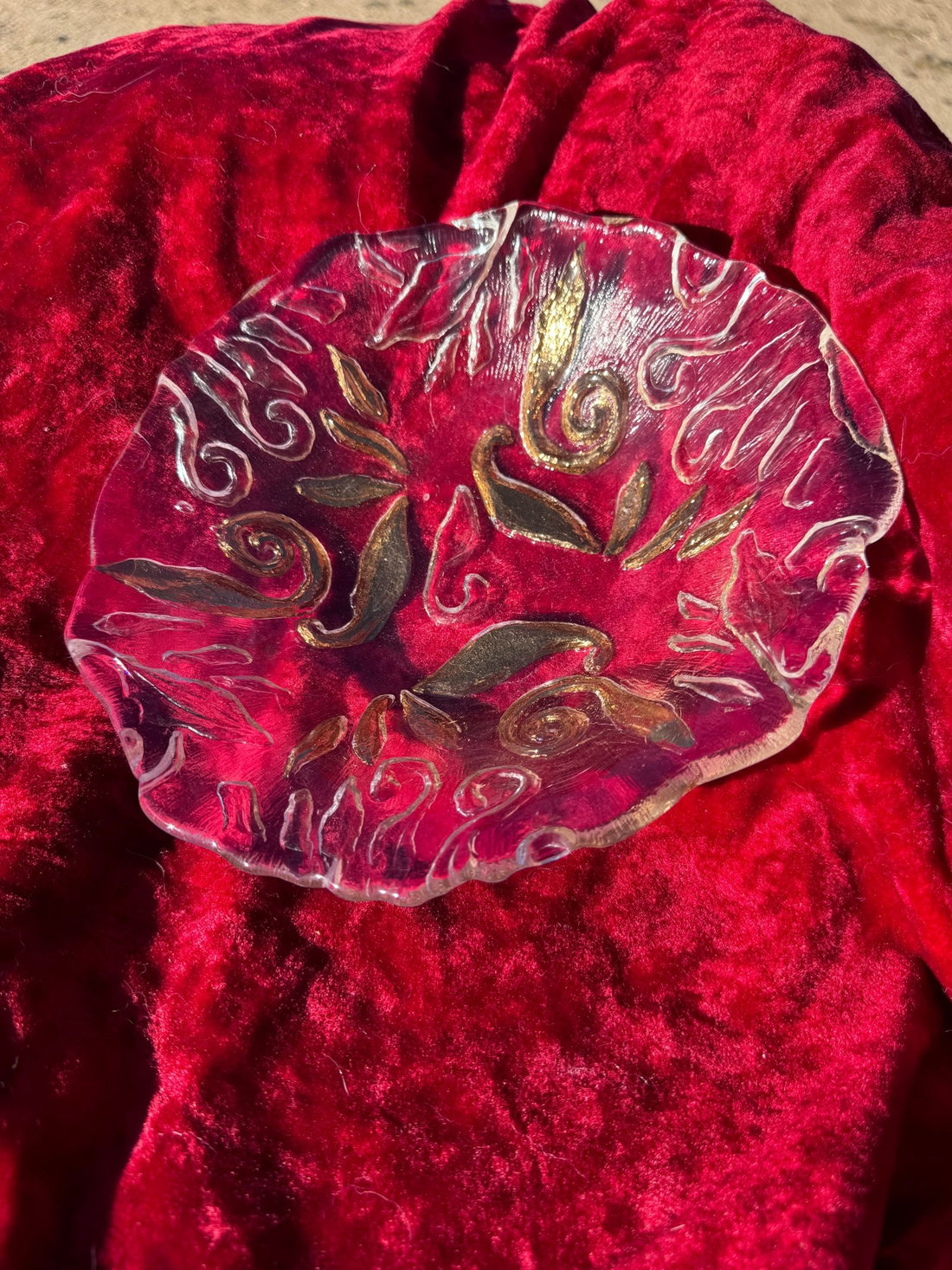 1990's Glass & Gold Leaf Swirl Bowl - Monte Visión