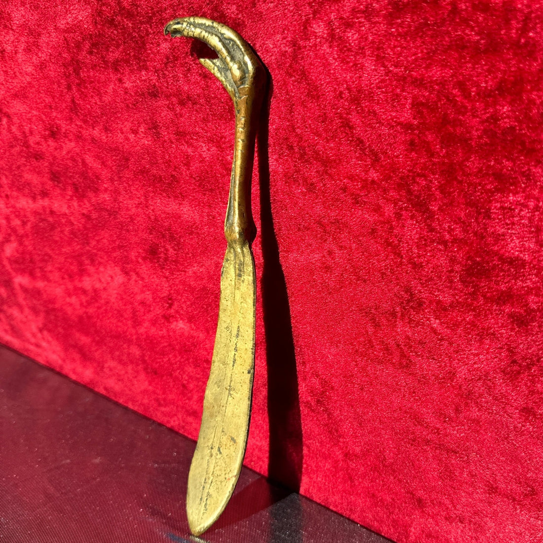 Antique British Brass Bird Claw & Feather Letter Opener - Monte Visión