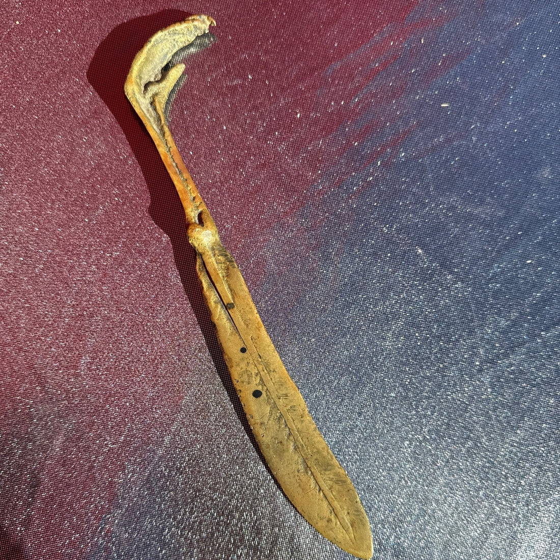 Antique British Brass Bird Claw & Feather Letter Opener - Monte Visión