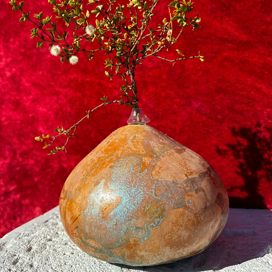 Artist-Made Painted Gourd Bud Vase - Monte Visión