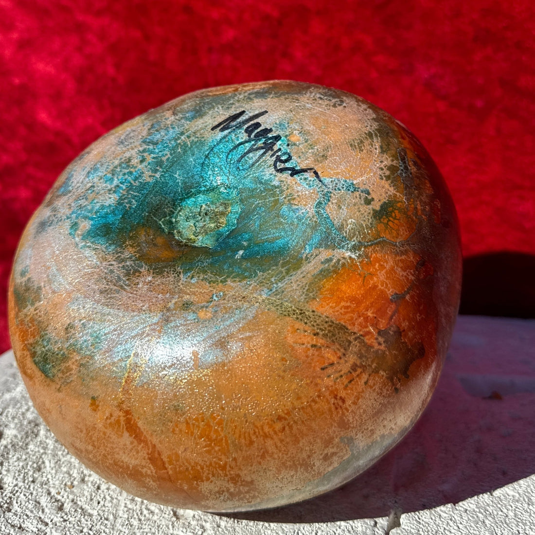 Artist-Made Painted Gourd Bud Vase - Monte Visión