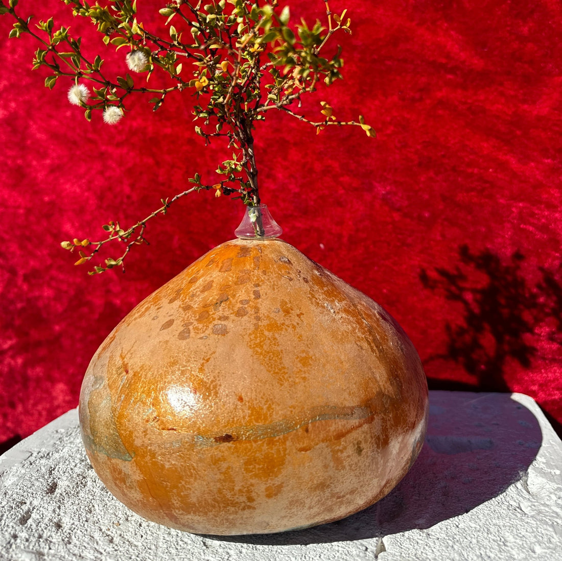 Artist-Made Painted Gourd Bud Vase - Monte Visión