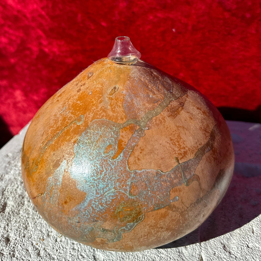 Artist-Made Painted Gourd Bud Vase - Monte Visión