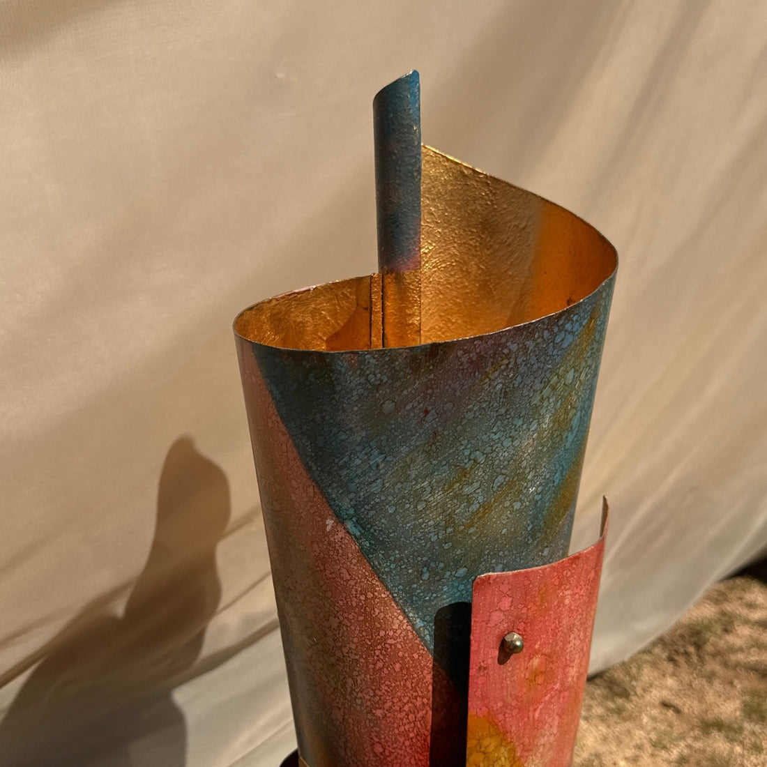 Artist Made Postmodern Oversized Painted Metal Floor Vase - Monte Visión