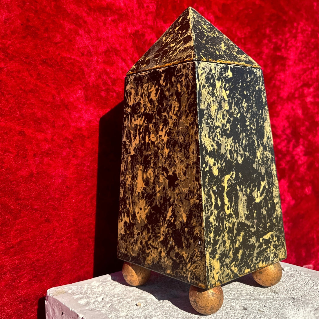 Artist Made Postmodern Painted Wood Pyramid Box - Monte Visión