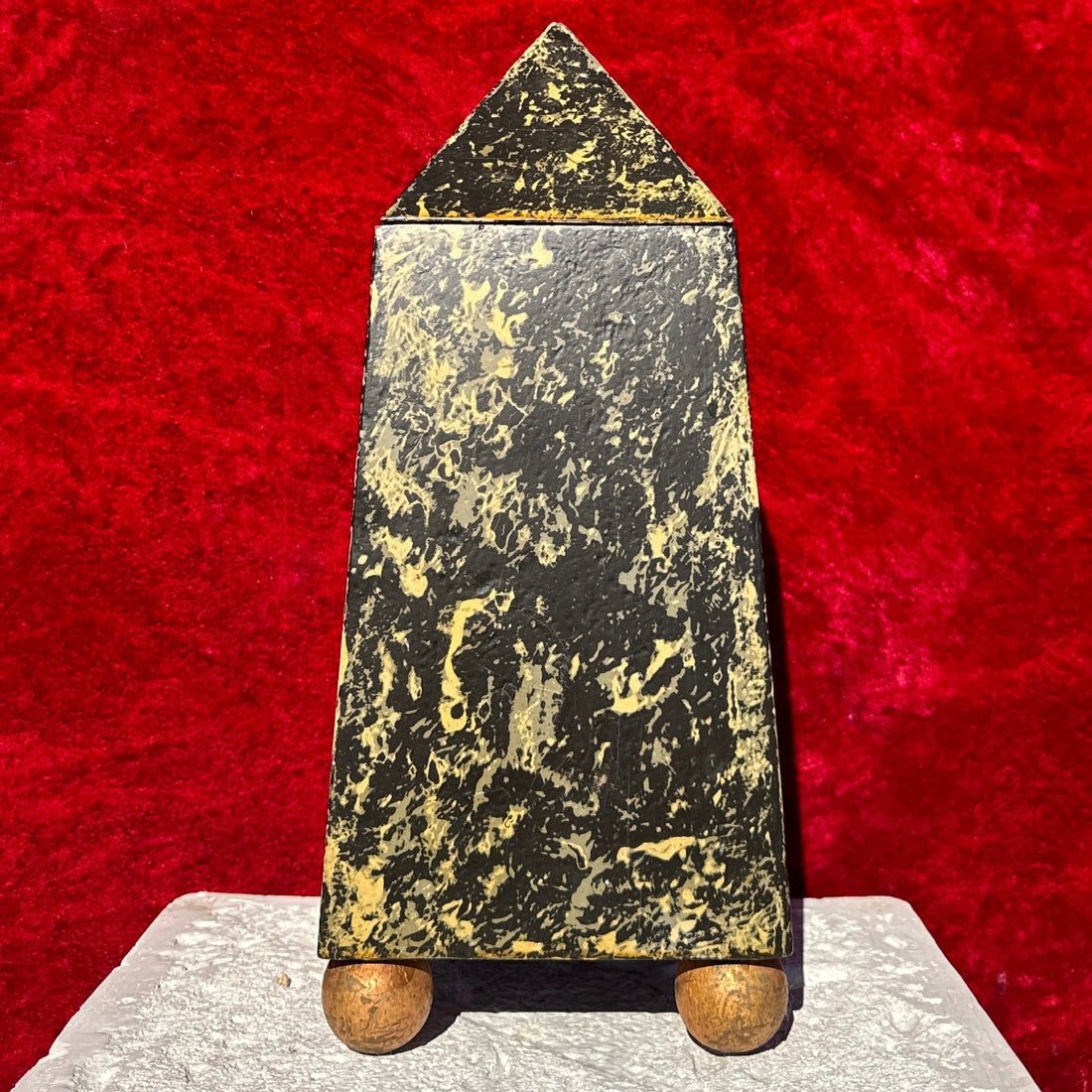 Artist Made Postmodern Painted Wood Pyramid Box - Monte Visión