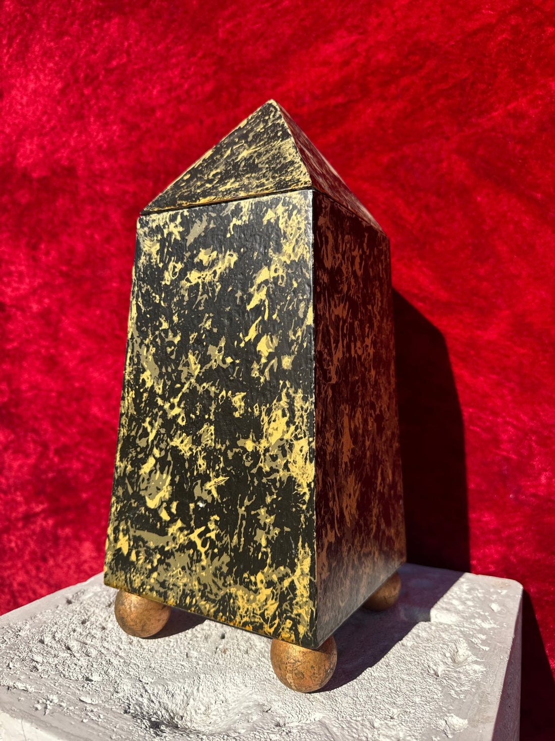 Artist Made Postmodern Painted Wood Pyramid Box - Monte Visión