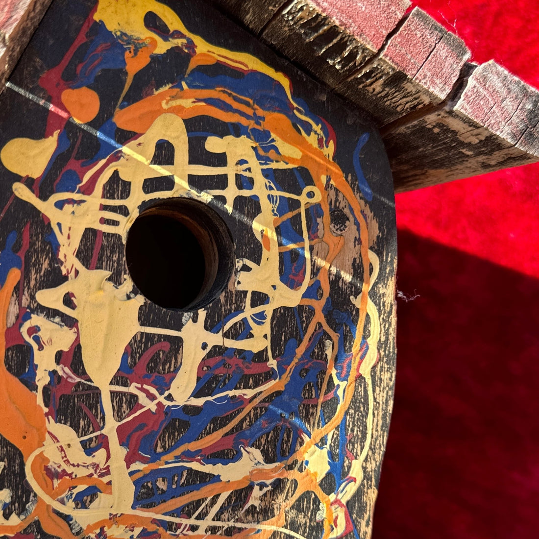 Artist-Made Rustic Postmodern Sawtooth Splatter Paint Bird House. - Monte Visión