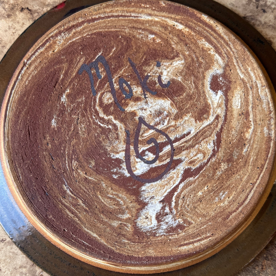 Artist-Made Spiral Sun Pottery Plate - Monte Visión