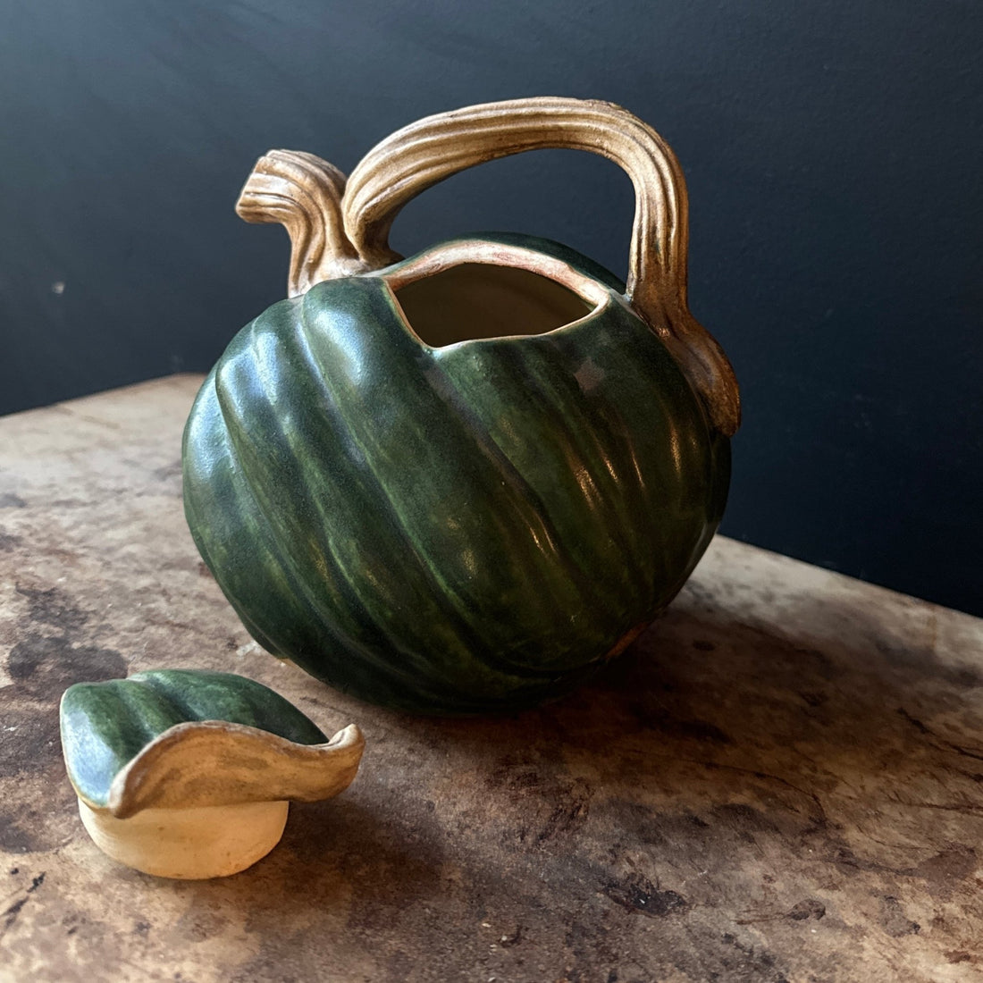 Artist-Made Vintage Ceramic Gourd Tea Pot - Monte Visión