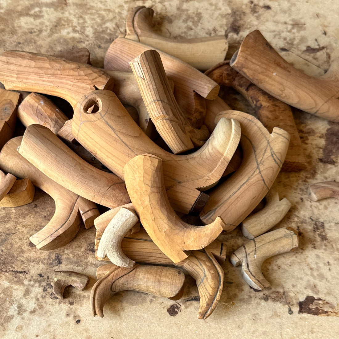 Collection Of Tiny Hand-Carved Wood Cowboy Boots Folk Art - Monte Visión