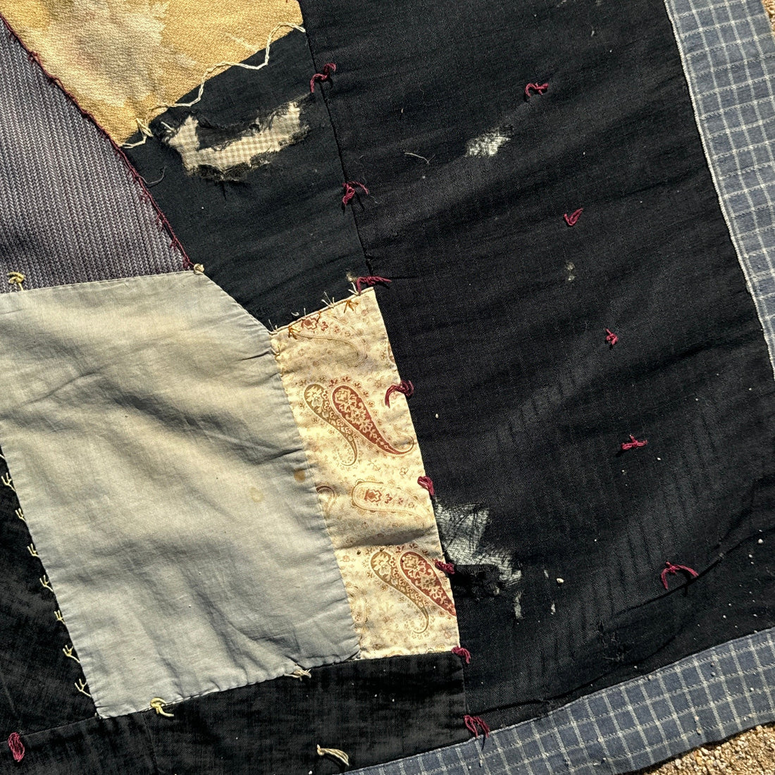 Early 20th Crazy Quilt With Plaid Backing - Monte Visión