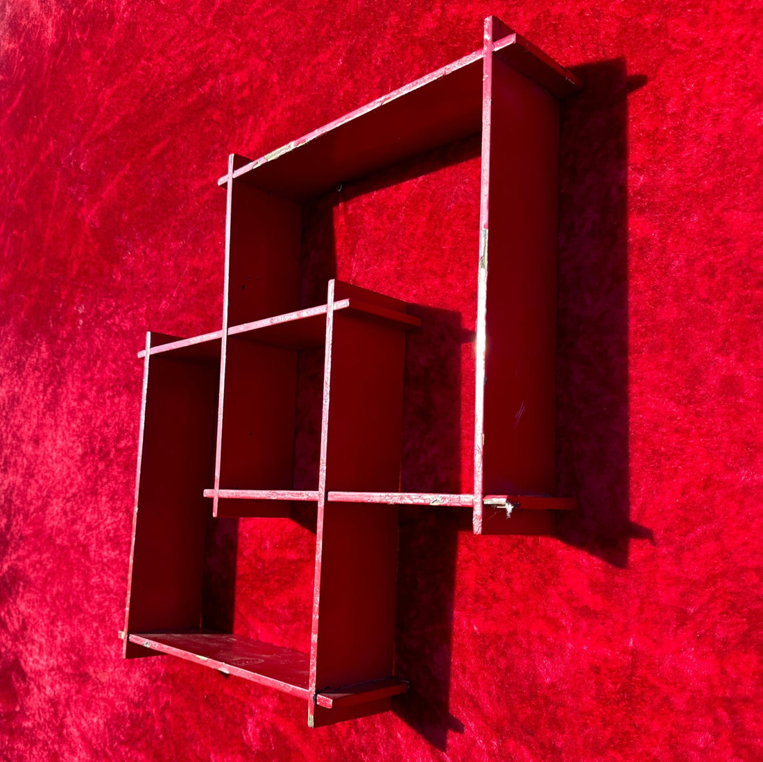 Folk Art Red Interlocking Squares Wall Shelf - Monte Visión