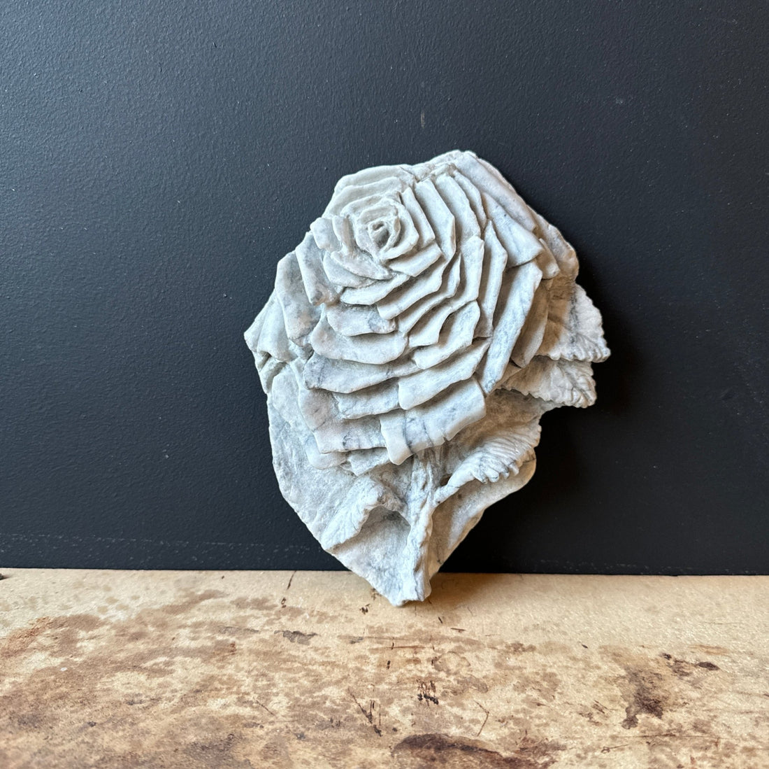 Hand-Carved Grey Stone Rose - Monte Visión