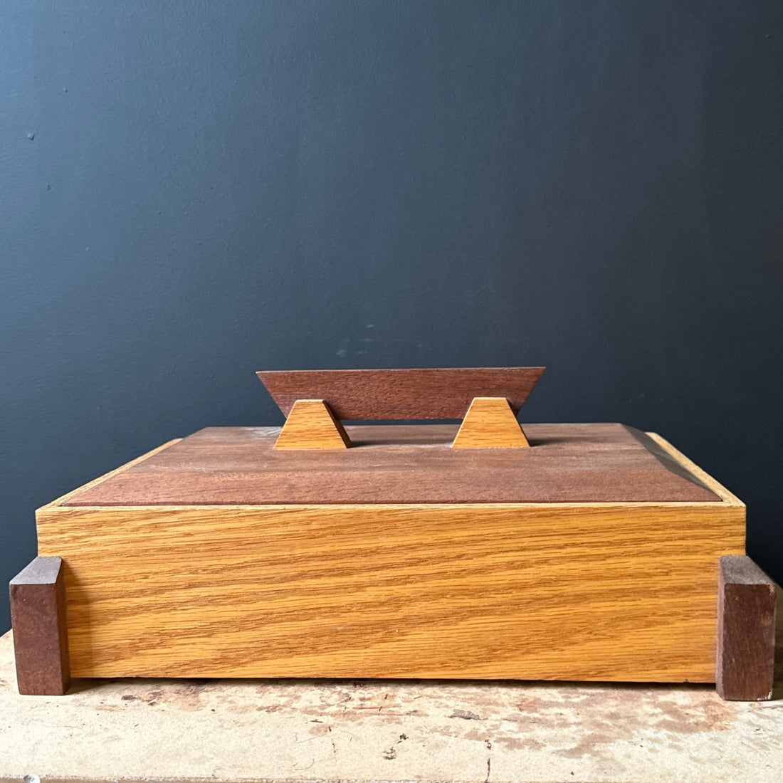 Hand-Made Folk Art Blocky Wood Jewelry Box - Monte Visión