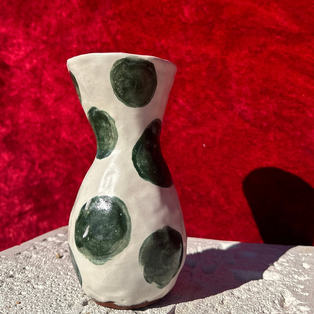 Handmade Green Polka Dot Clay Vase - Monte Visión