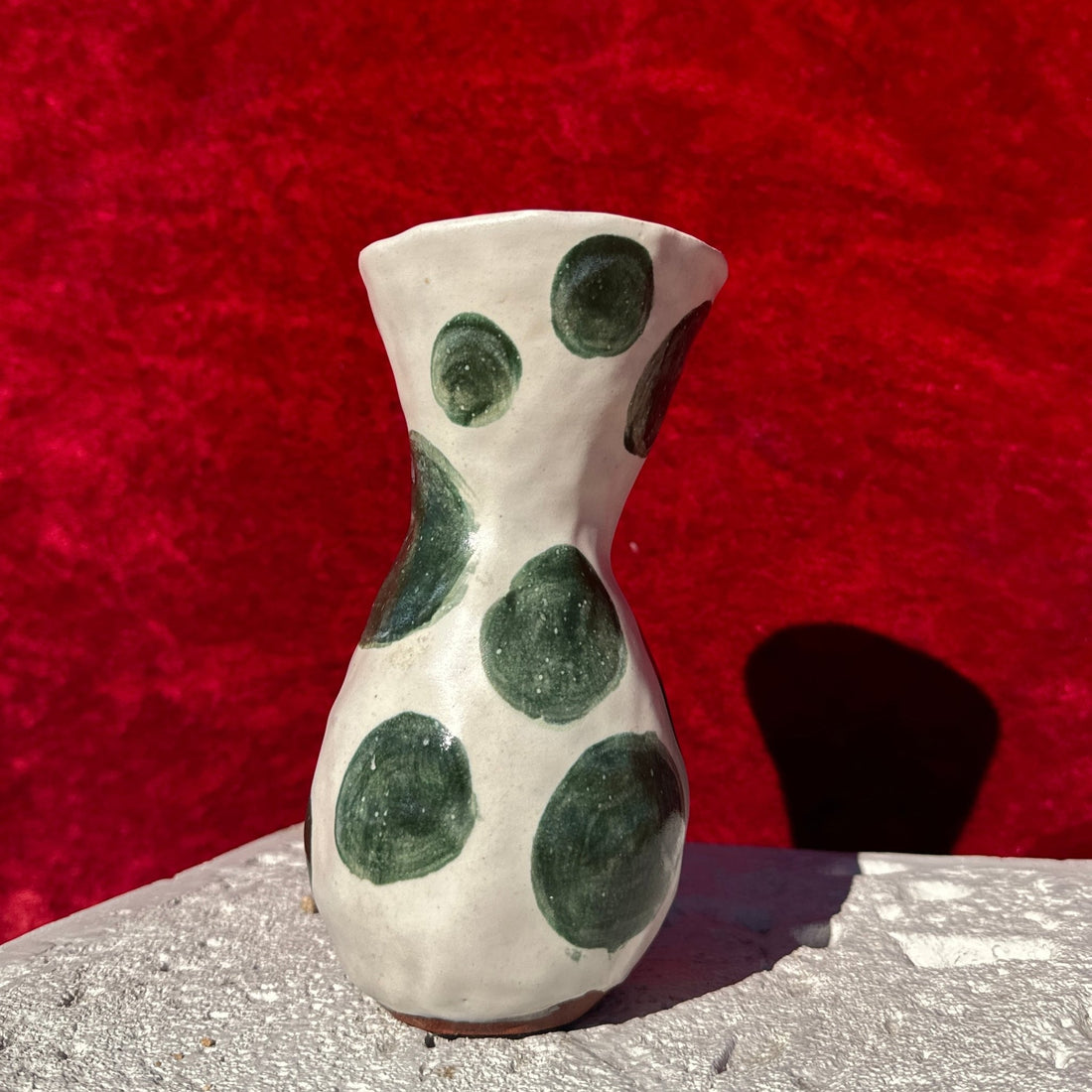 Handmade Green Polka Dot Clay Vase - Monte Visión