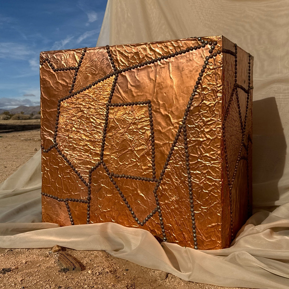 Handmade Postmodern Riveted Copper Side Tables - Monte Visión