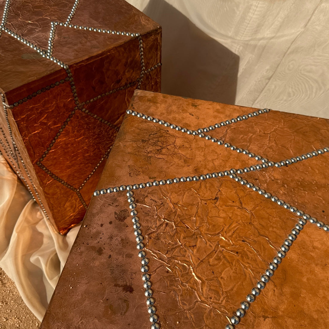 Handmade Postmodern Riveted Copper Side Tables - Monte Visión