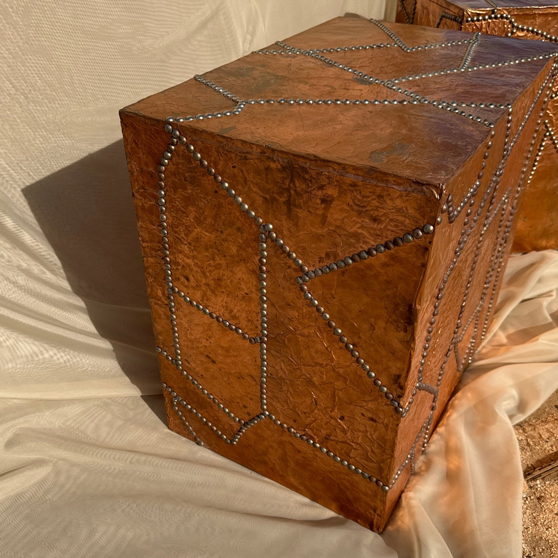 Handmade Postmodern Riveted Copper Side Tables - Monte Visión