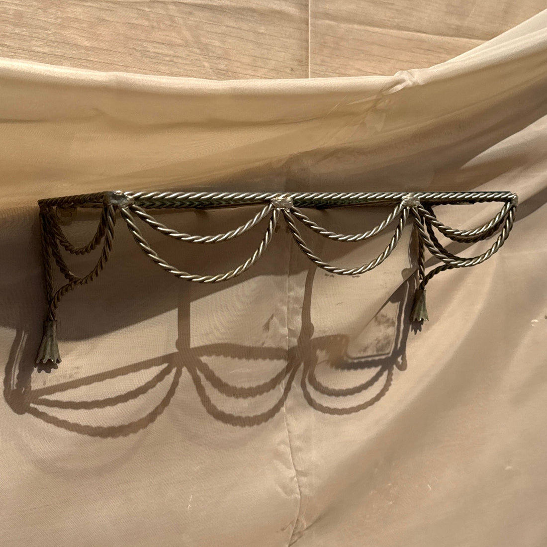 Hollywood Regency Brass Draped Rope & Tassel Vanity Shelf - Monte Visión