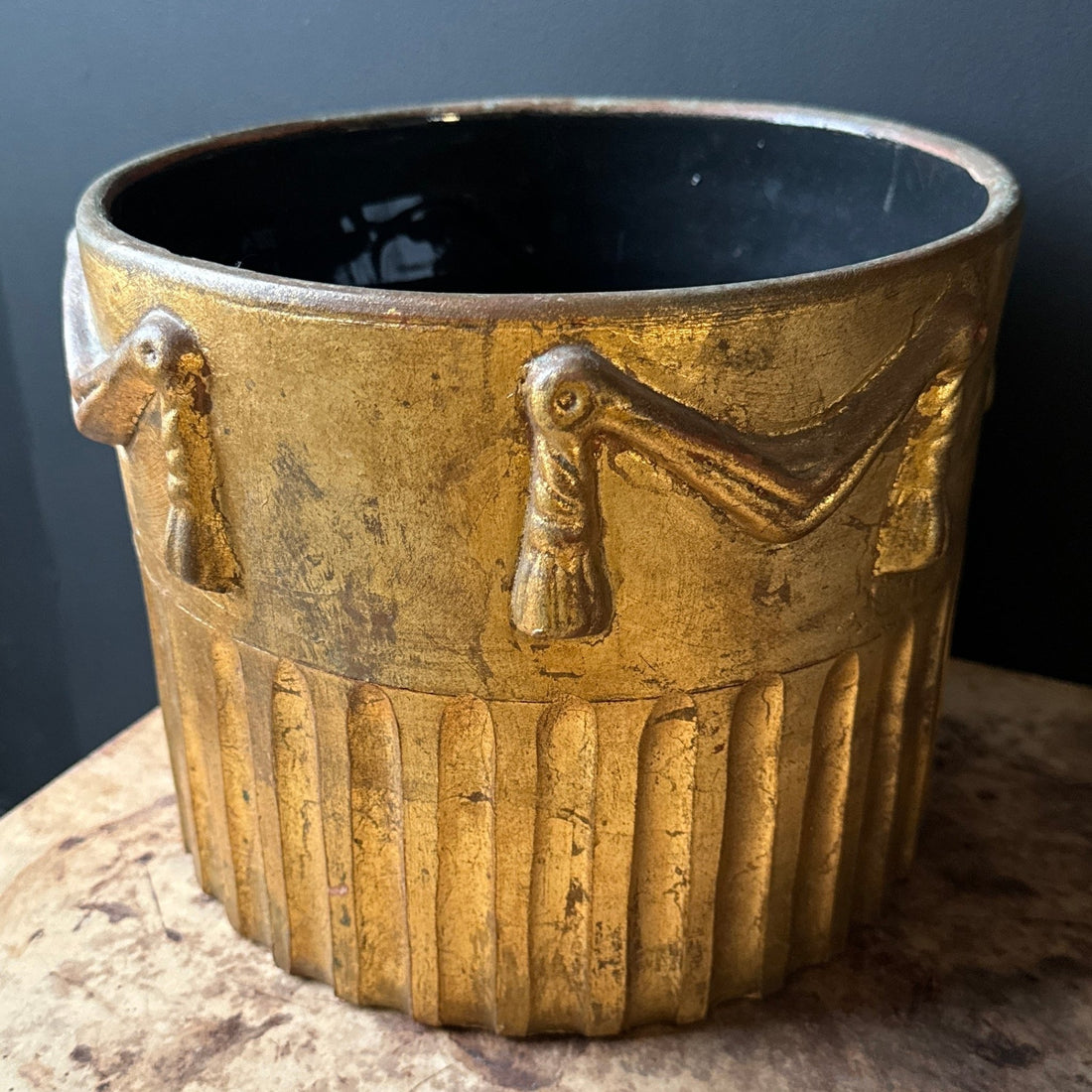 Italian Gold Leaf Terra Cotta Trompe L'Oeil Tassle Planter - Monte Visión