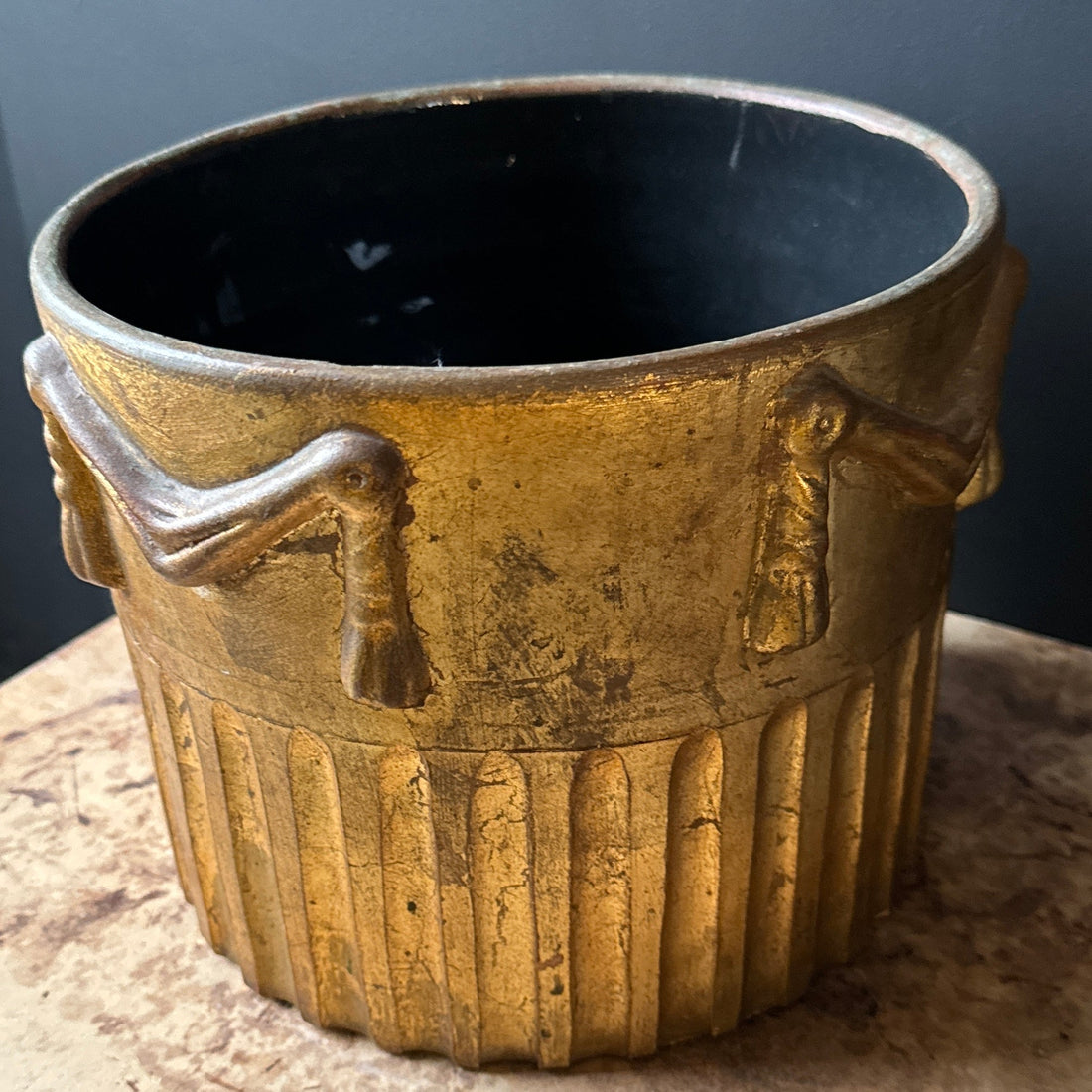 Italian Gold Leaf Terra Cotta Trompe L'Oeil Tassle Planter - Monte Visión