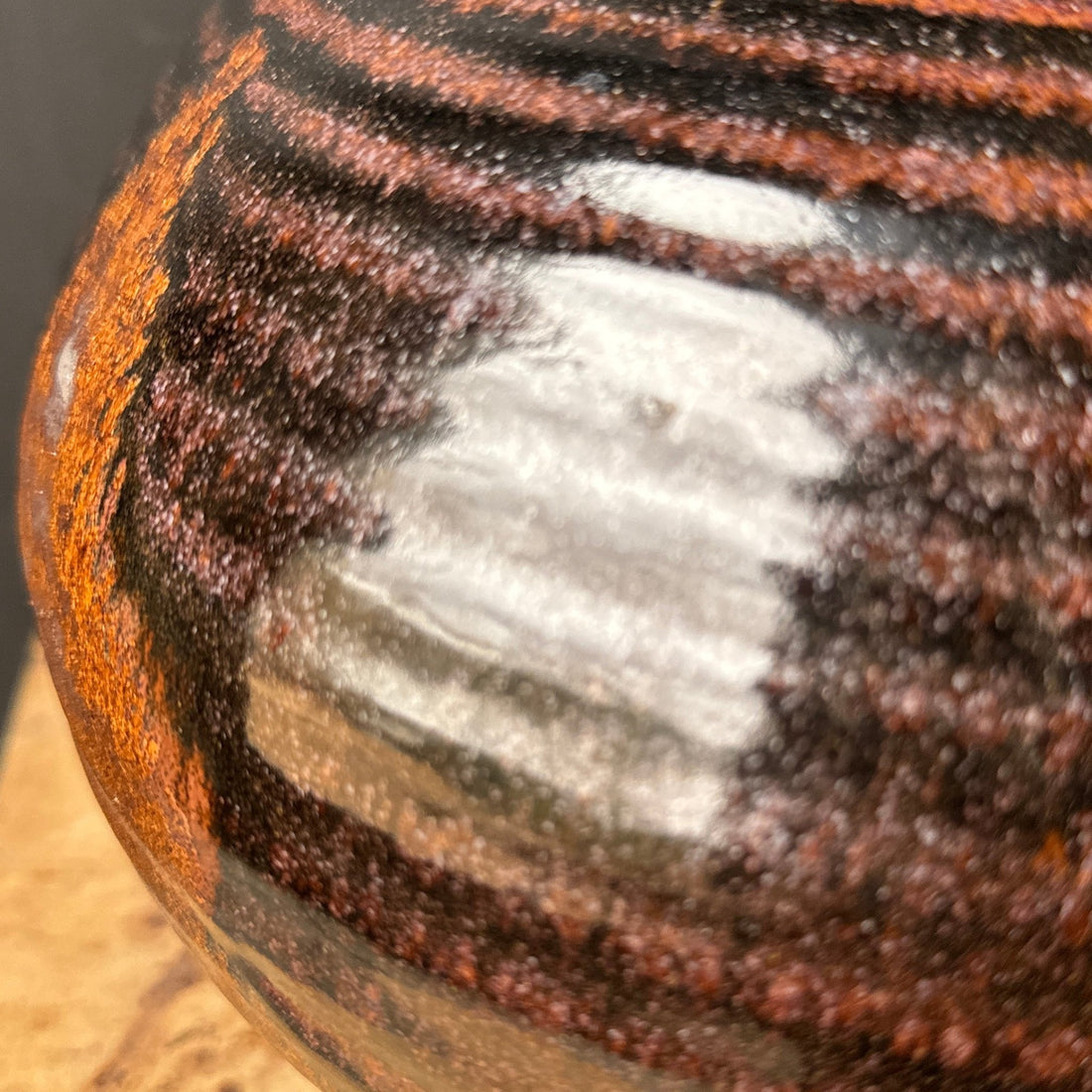 Large Postmodern Brown & Black Glazed Artist-Made Vessel - Monte Visión