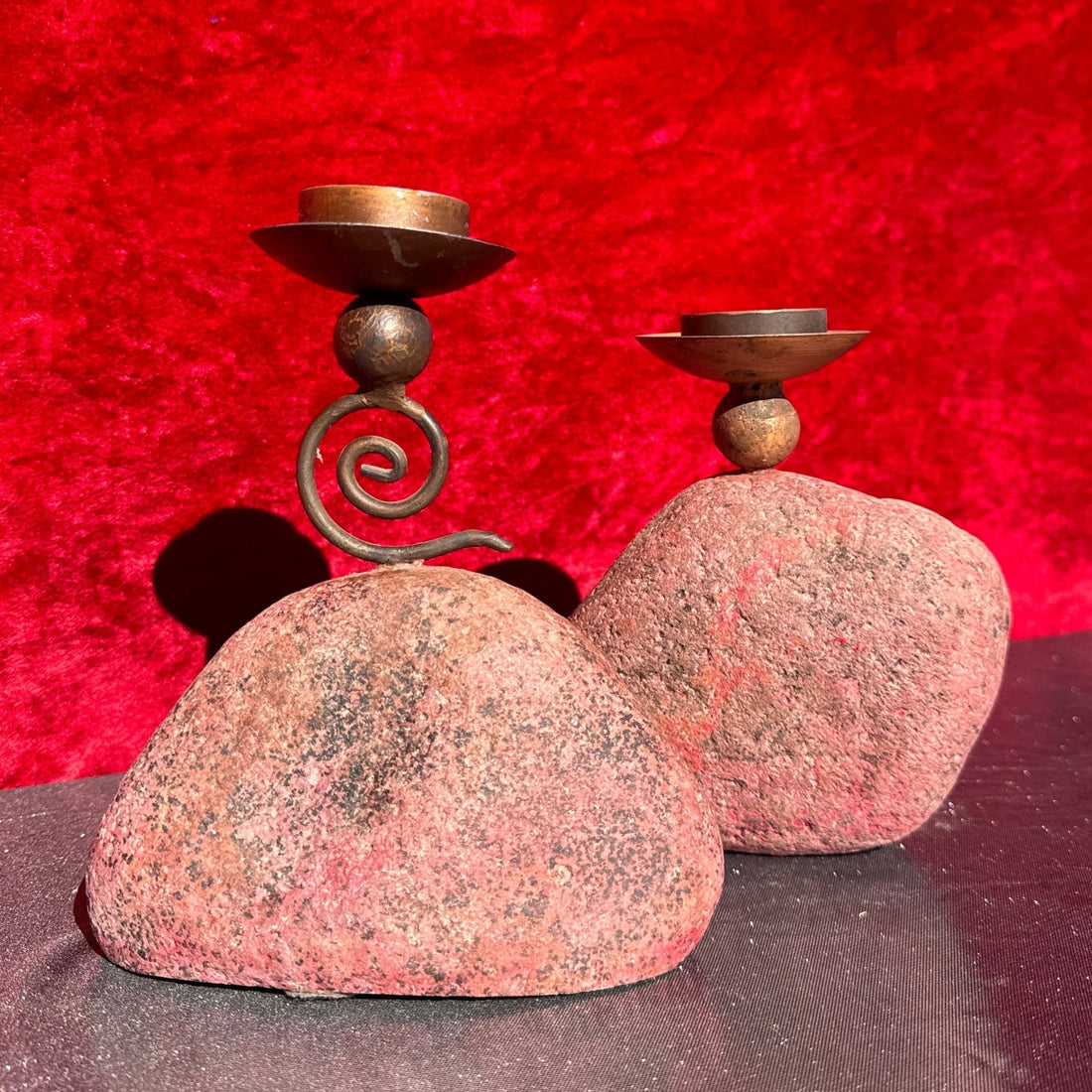 Mexican Stone & Swirl Candlesticks - Monte Visión